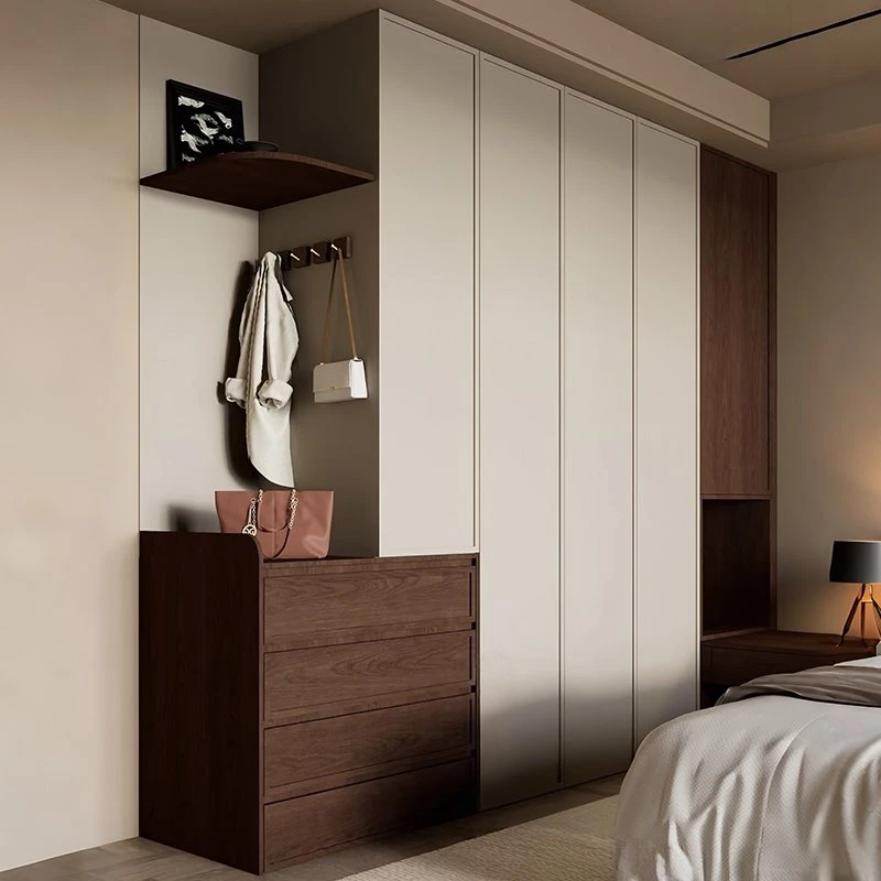 Walnut Dresser With White Wardrobe Combo